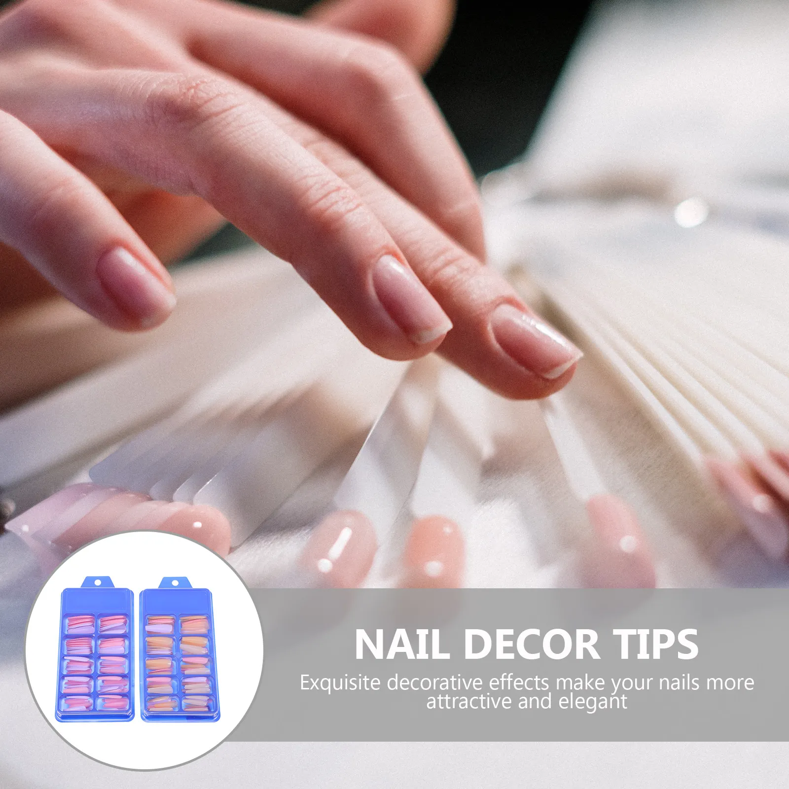 

2 Boxes Ballet Style Artificial Fake Nails Medium Length Easy Apply Detachable Nail Patches for Women Girls Nail Art Supplies