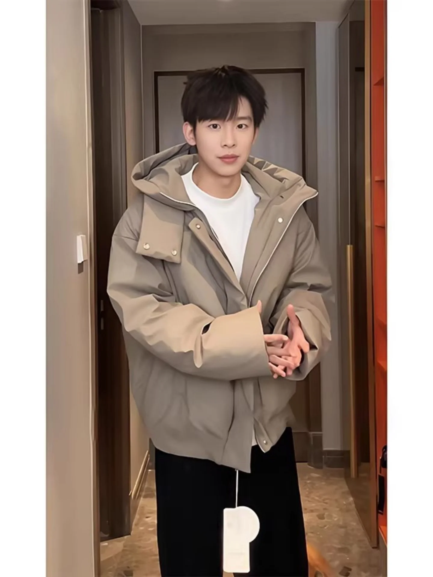 

Мужская зимняя куртка из искусственной кожи с хлопковым наполнителем, утепленная, с воротником-стойкой, защита от холода, свободный крой