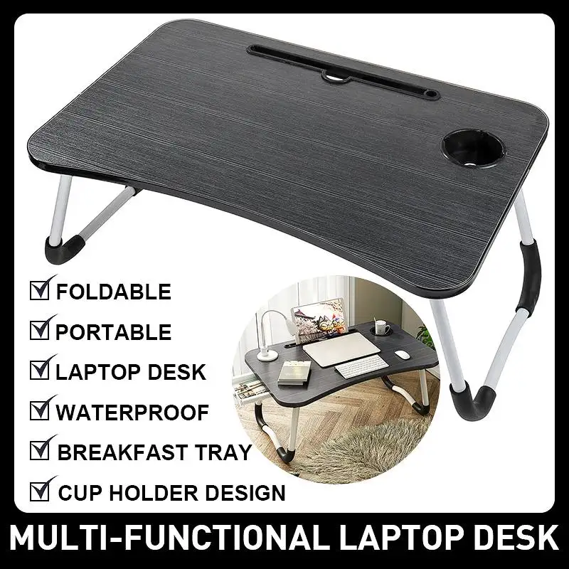Portátil dobrável portátil suporte para portátil mesa de estudo lapdesk de madeira dobrável mesa do computador para tv cama sofá chá servindo bandeja