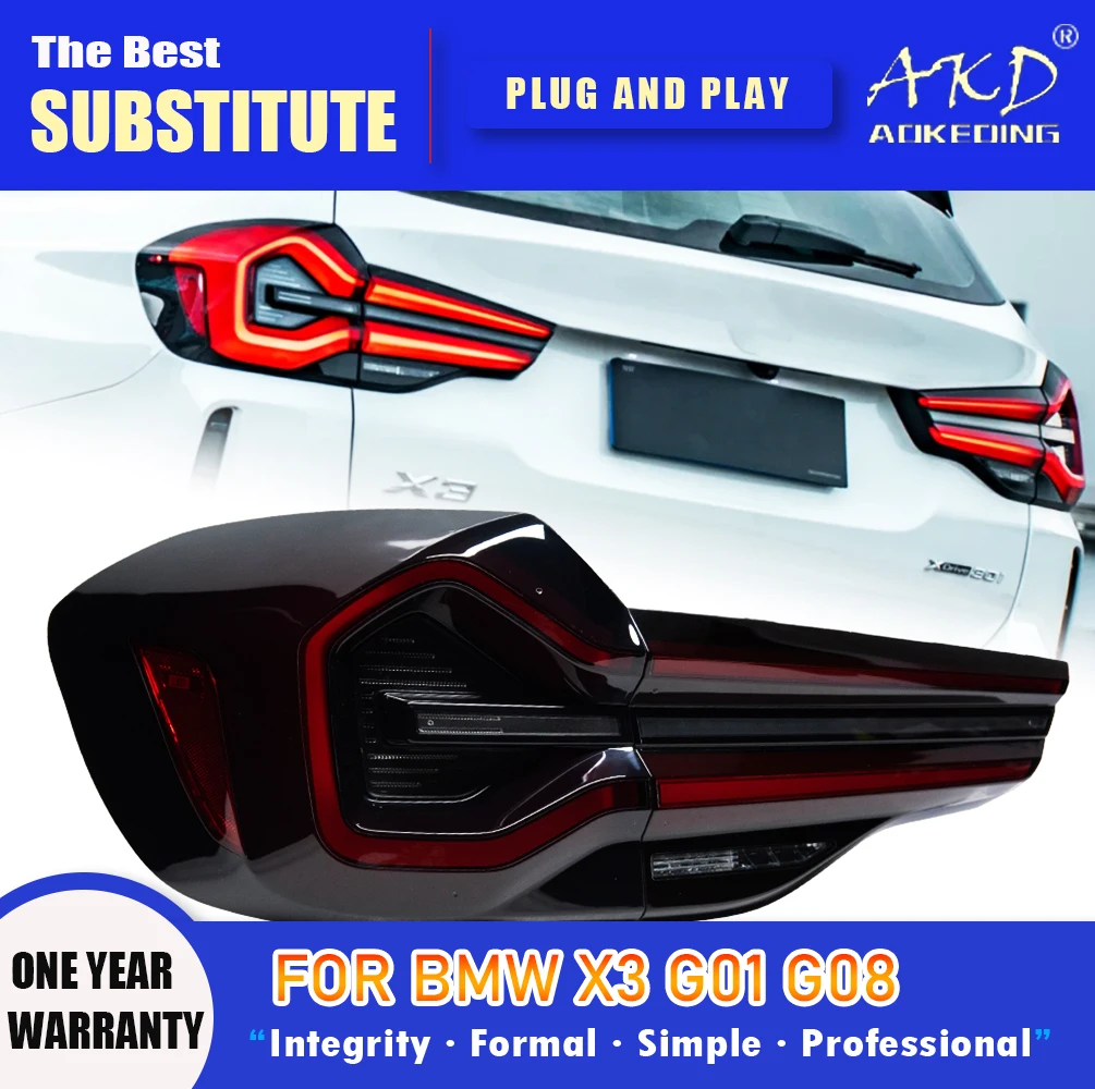 

Задняя фара AKD для BMW X3 светодиодный Tail 2018-2022 G01 G08 F97, задний противотуманный тормоз, сигнал поворота, автомобильные аксессуары