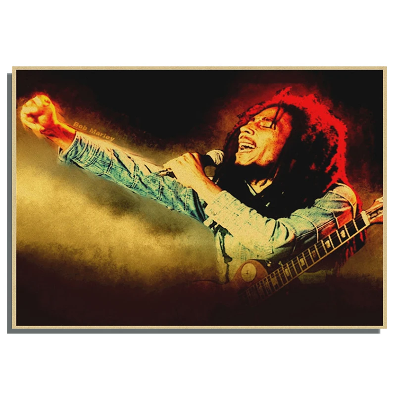 Bob MarleyKraftpaper reggae rock Poster Alternative Art Painting Wall Sticker for Coffee House Bar