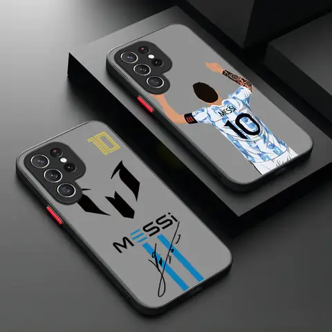 Football Number 10 7 Phone Case For Samsung Galaxy S24 S23 S22 Ultra S21 S20 FE S10 Plus A15 A25 A35 A55 5G Note 20 10 PC Cover