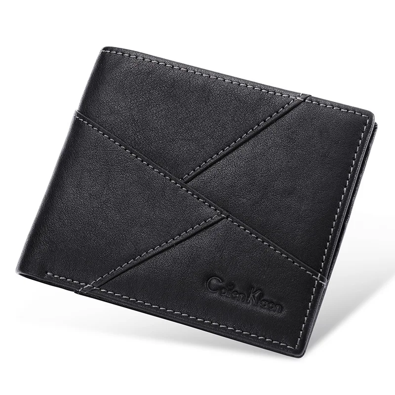 Men's Wallet cow Leather Purse Fashion Men Short Wallet Business Credit Card Holder Male Small Money Bags Stitching pattern