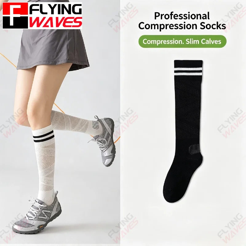 

Professional Pressure Sports Mesh Socks Women's Anti Slip Long Tube Thin Breathable Fitness Running Tennis Cycling Calf Socks