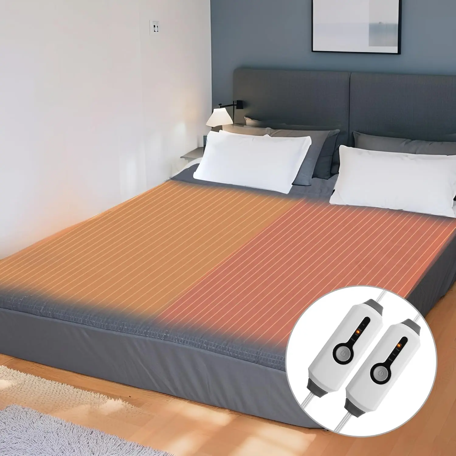 Queen Size Electric Mattress Pad with 4 Heat Settings, Auto Shut-Off & Machine Washable Fabric