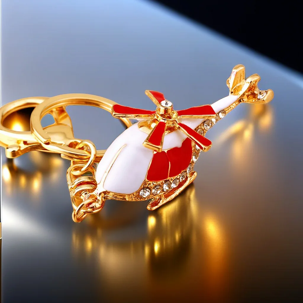 3D พวงกุญแจโมเดลเฮลิคอปเตอร์สามมิติทำจากโลหะพวงกุญแจแฟนซีเครื่องบินของขวัญสุดเท่สำหรับนักบินชายหญิงเครื่องเพชรพลอยชั้นดี