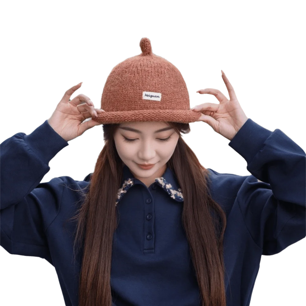 Fashion Solid Color Knitted Beanies Cap Rolled Edge Multifunction Melon Skin Hat Beret Keep Warm Pacifier Cap Winter