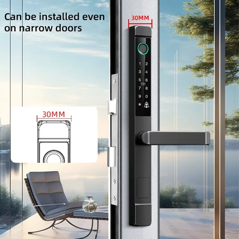Outdoor Slim Broken Bridge Aluminum Alloy Inteligente Tuya App Control Biometric Fingerprint Digital Smart Lock