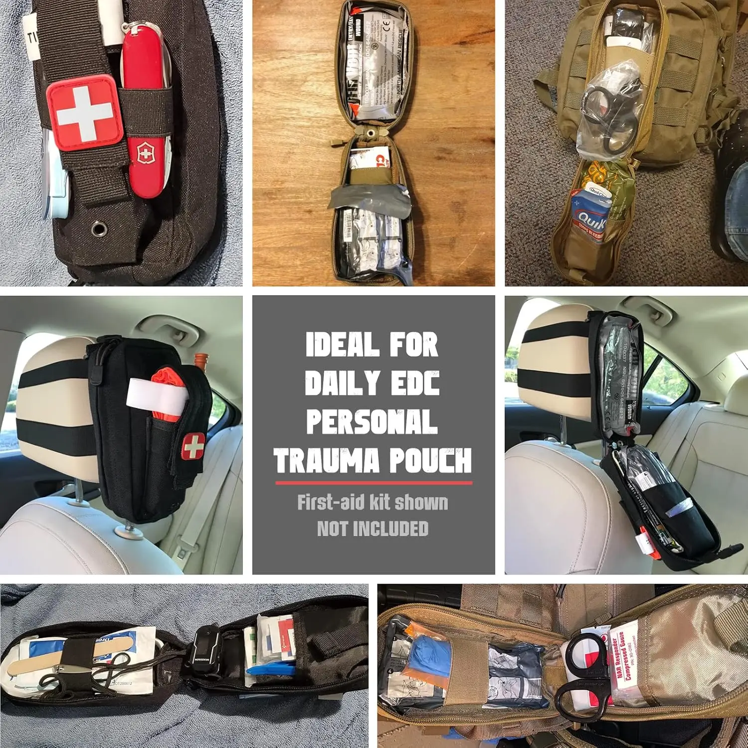 Taktische medizinische MOLLE-Tasche, Rip-Away EMT-Erste-Hilfe-Tasche, IFAK-Trauma-Set, Alltags-Überlebenstasche, inklusive Kreuz-Patch