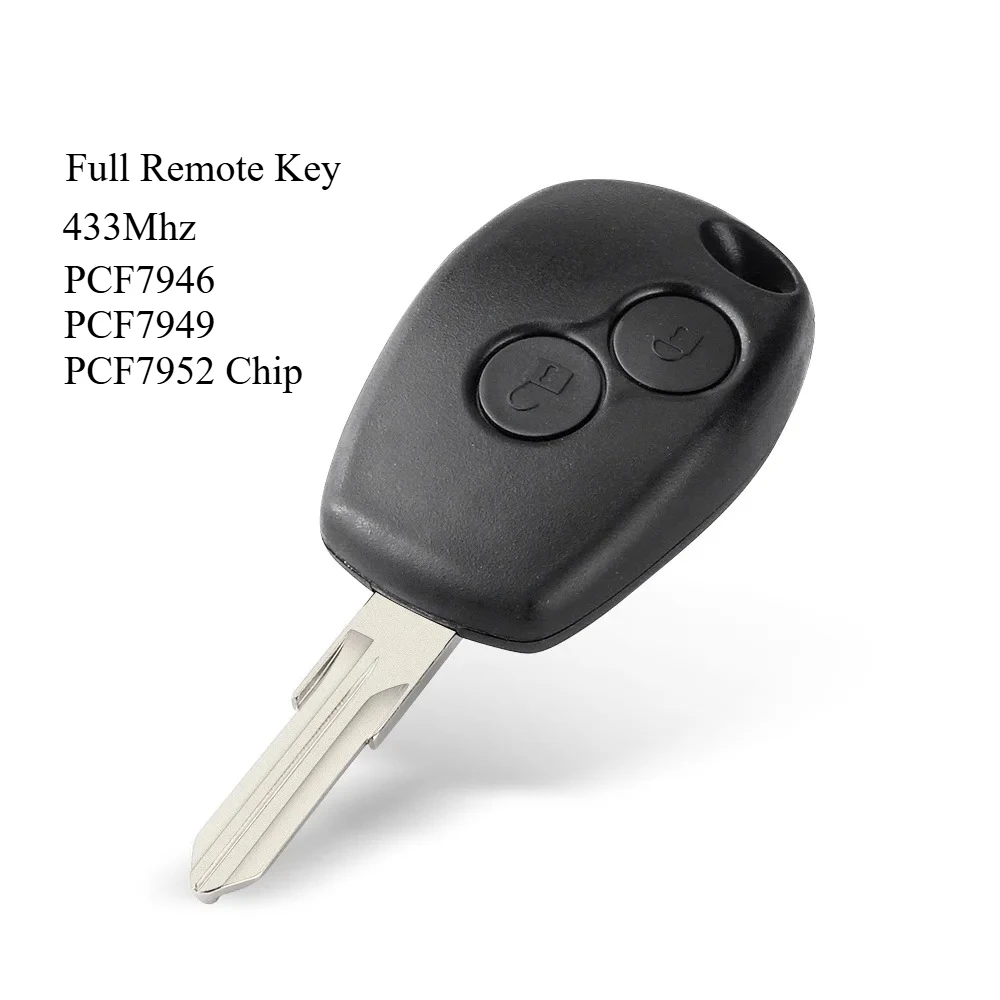 KEYYOU 433MHz 2 Button Remote Key For Renault Duster Modus Clio 3 Twingo DACIA Logan Sandero Kangoo PCF7946 PCF7947 PCF7952 Chip
