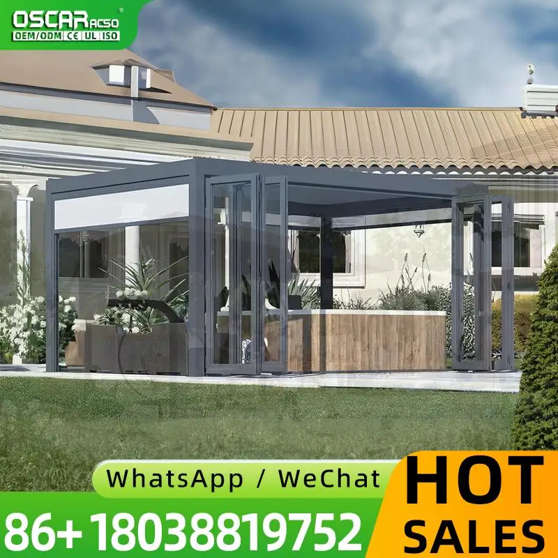Adjustable Louvers Remote Control Waterproof Outdoor Gazebo with Alloy Frame for Patio Garden Pavilion pergola