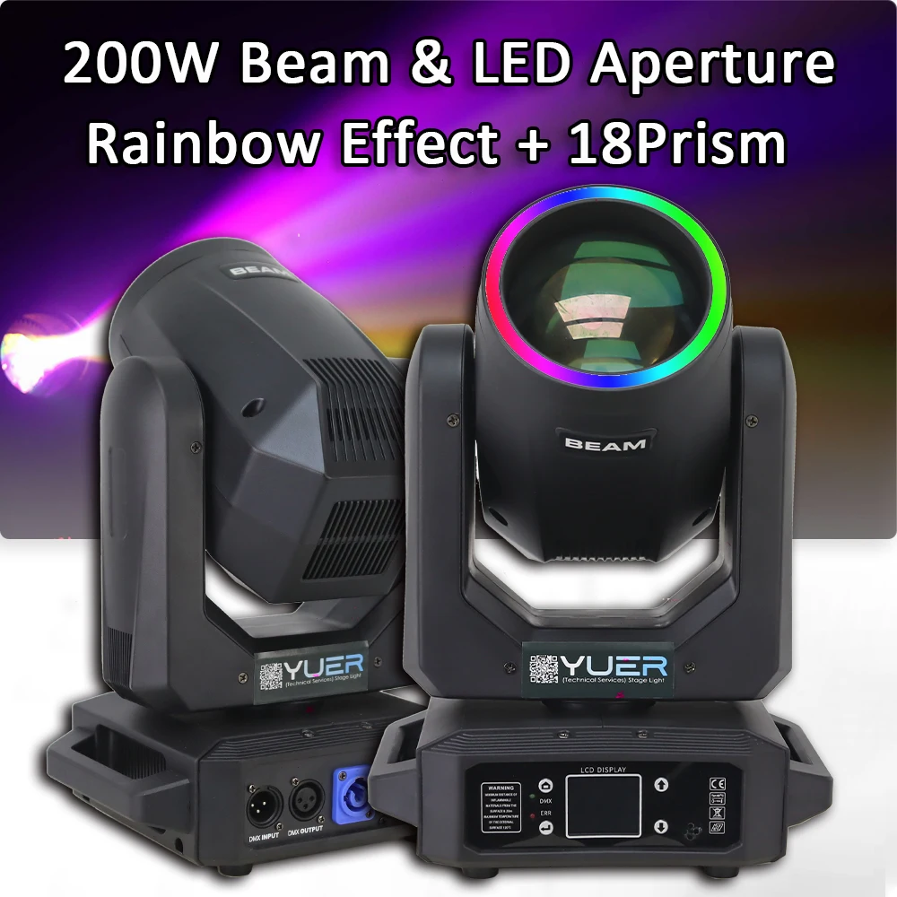 

200W LED Moving Head Beam Light LED Aperture Stage Equipment with DMX Controller For DJ Disco Party KTV Bar Nightclub Lighting