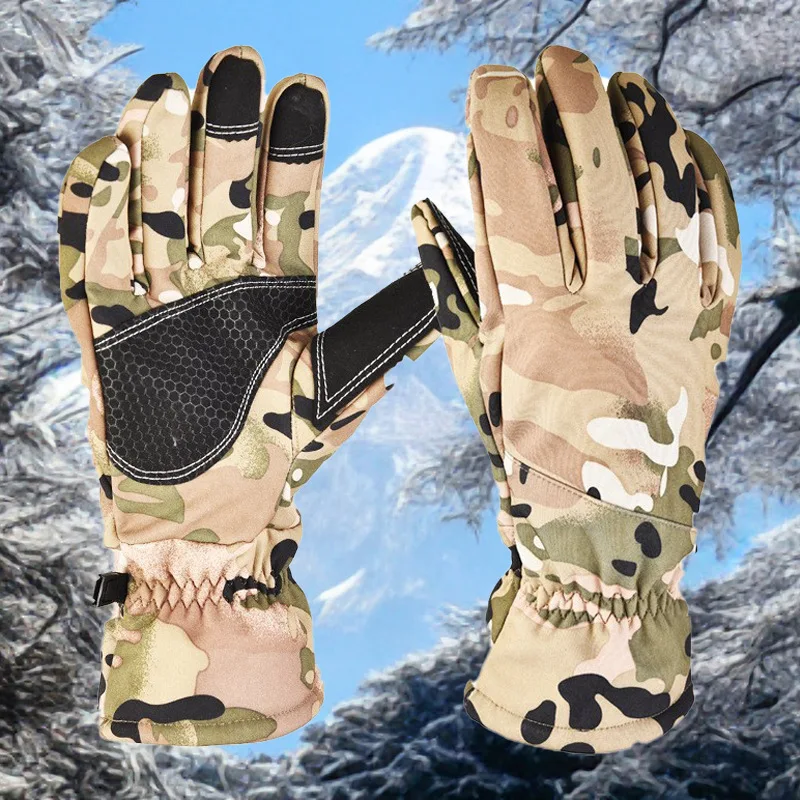 

Ski Gloves Outdoor Sports Gloves Mountaineering Training Non-slip Waterproof Gloves Touch Screen Piled Thermal Gloves