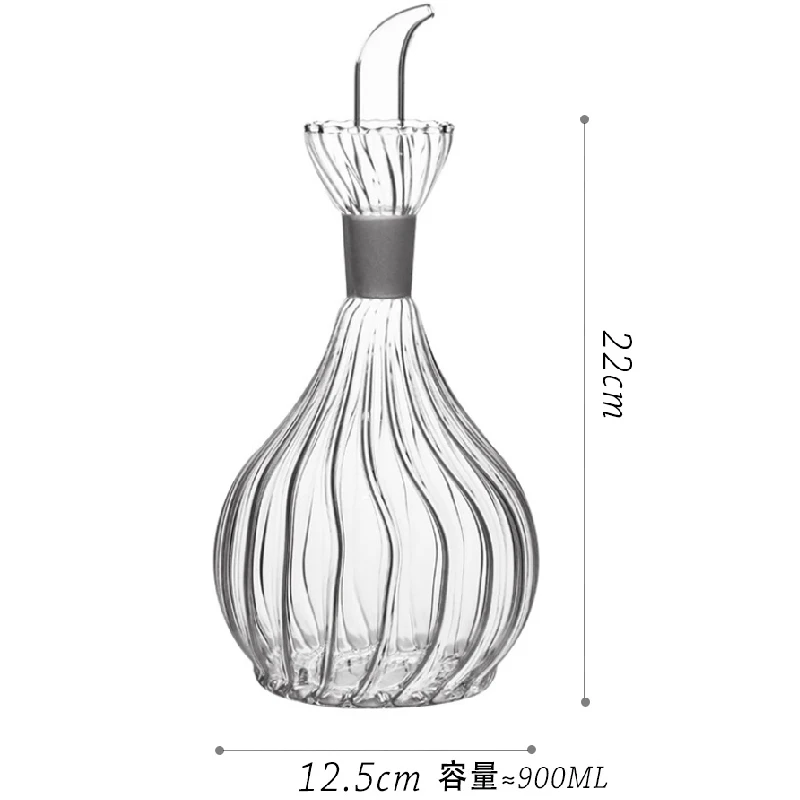 Striped Transparent Glass Oil Bottle Olive Oil Seasoning Soy Sauce Vinegar Leak-proof Kitchen Seasoning Bottle Barbecue Bottle