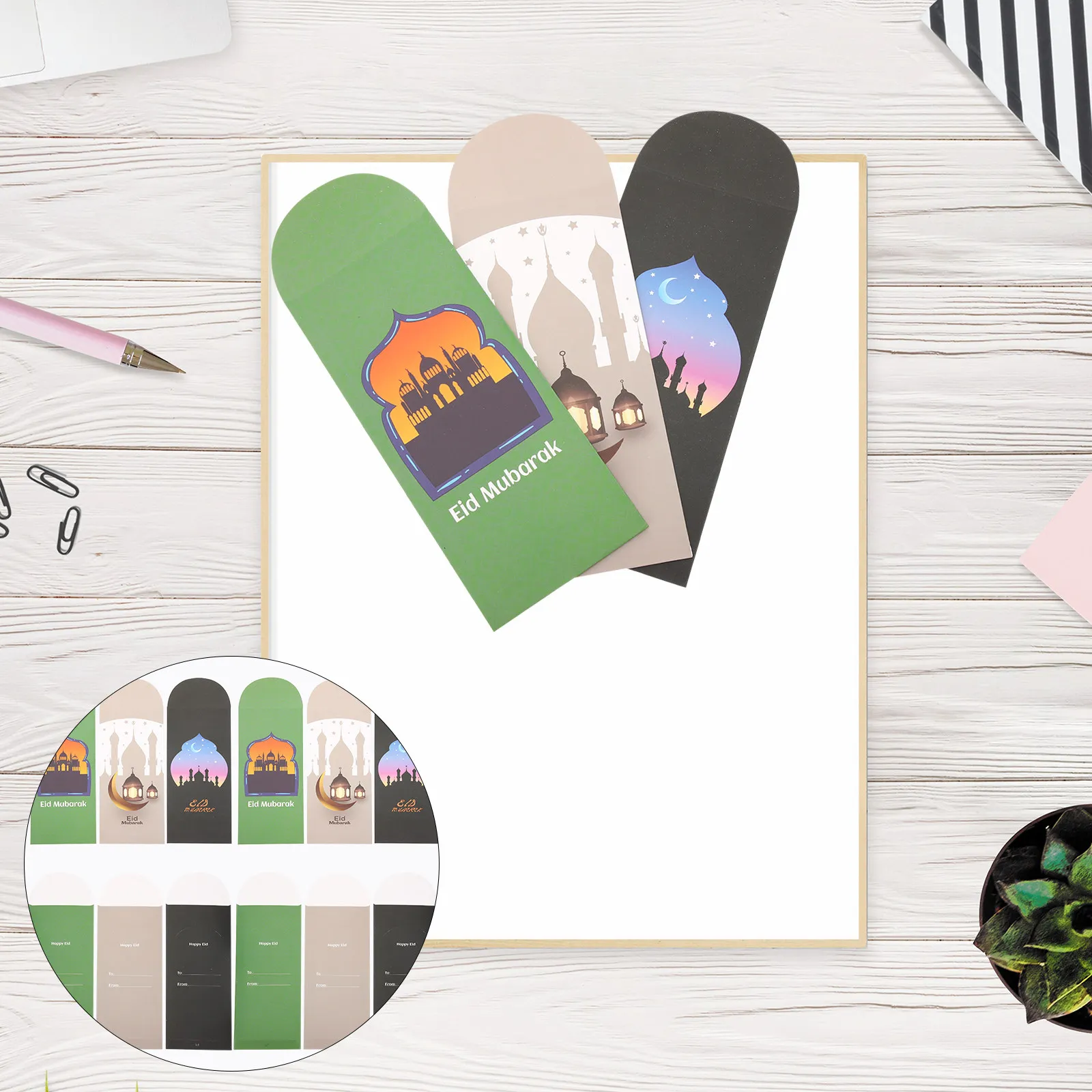 

18 шт. конвертов для денег и подарков на Ид Мубарак, премиум-бумага, для празднования Рамадана, декоративные, для поздравительных открыток