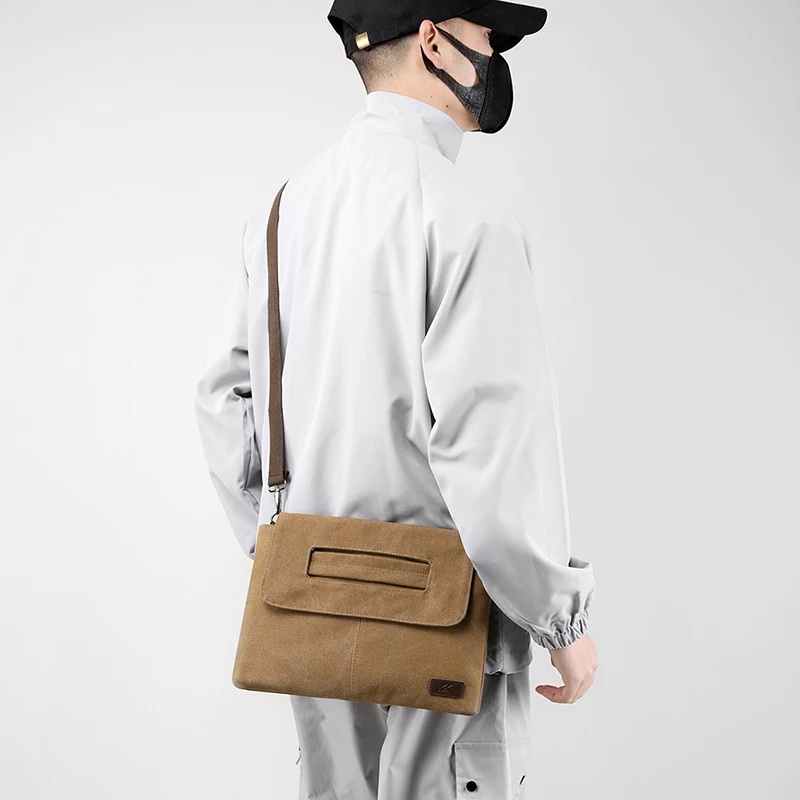 Canvas Shoulder Bag Bottle Men Women Casual Simple Fashion Retro Crossbody Cross Square Multi Layered sacoches hommes bolsa