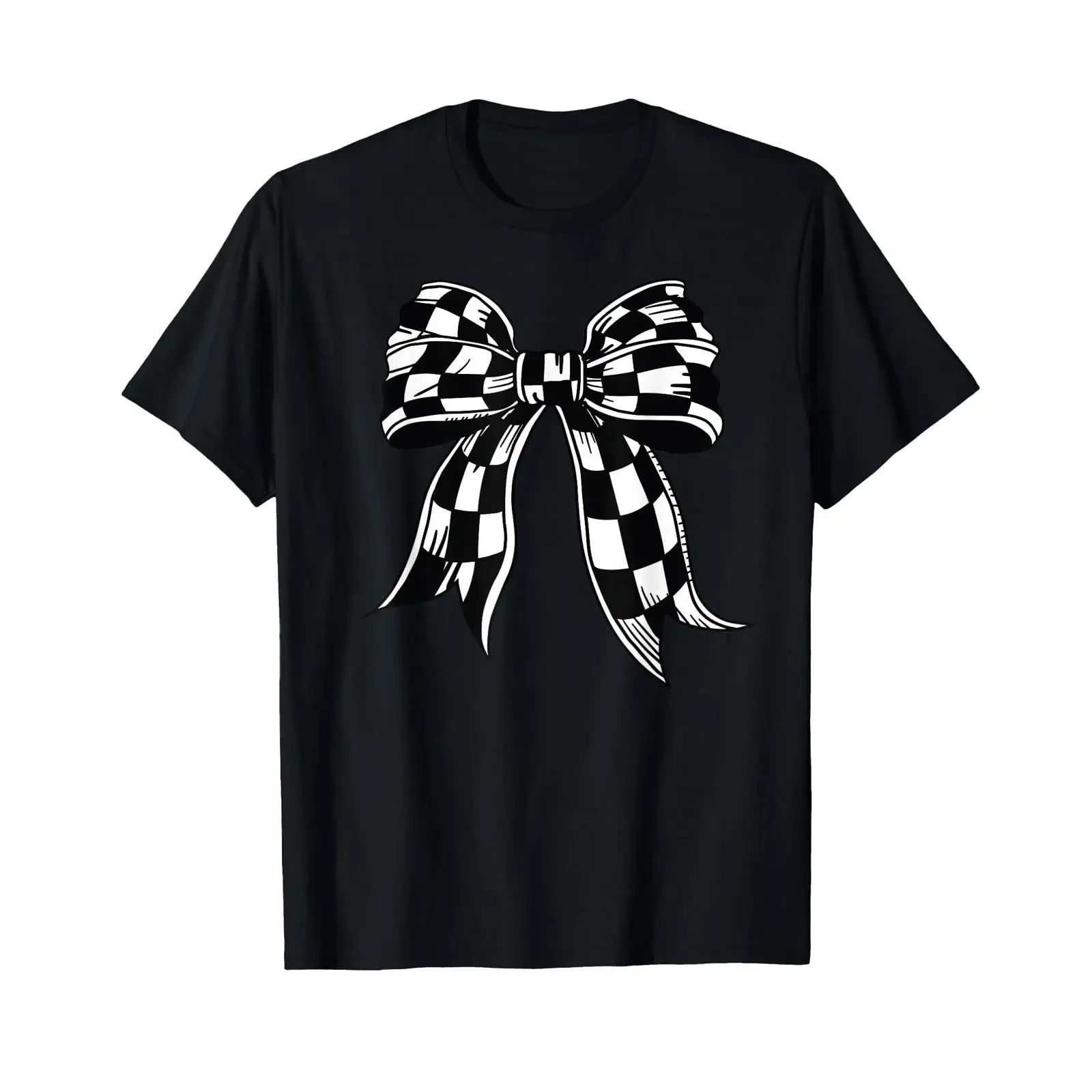 Checkered Bow Tie Flag Automobile Motor Race Car Racing Team T Shirt vintage Washed homme Comfortable Soft streetwear Versatile