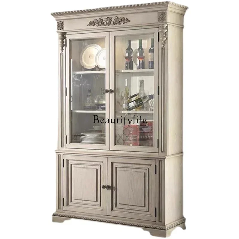 

Solid wood dining side cabinet display storage wine cabinetL
