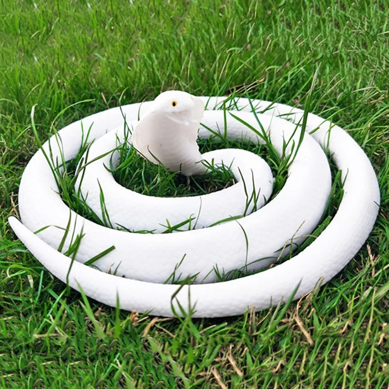 

80cm 120cm Fake Snake Toy Simulation Snake Realistic Snake Prank Prop Cosplay Props Tricky Playthings for Kids Children (White)