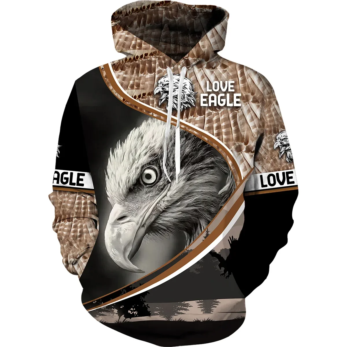 

Autumn Men's Hoodies Fun Animal Eagle Pattern Unisex Pullover Casual Coat Essential Sportswear Harajuku Oversized