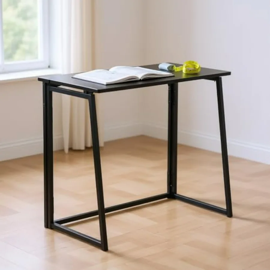 

HOUSNBOX Folding Computer Desk 31.5 Small Space Foldable Table No Assembly Slim Home Office Desk in Black with Compact Design f
