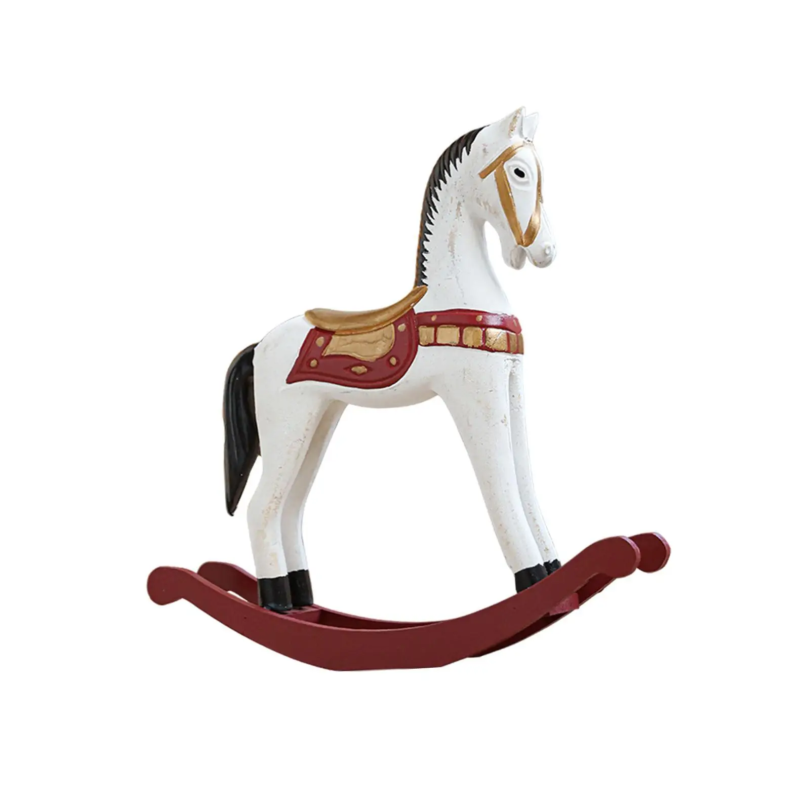 Christmas Rocking Horse Statue Art Figurine Creative Collectible Ornament Christmas Decoration for Living Room Indoor Office