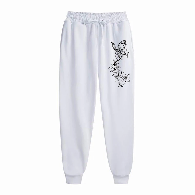 Fashion Floral & Butterfly Print Sports Pants Women\'s High Quality Pants Jogging Pants Women\'s Leisure Fitness Jogging Pants
