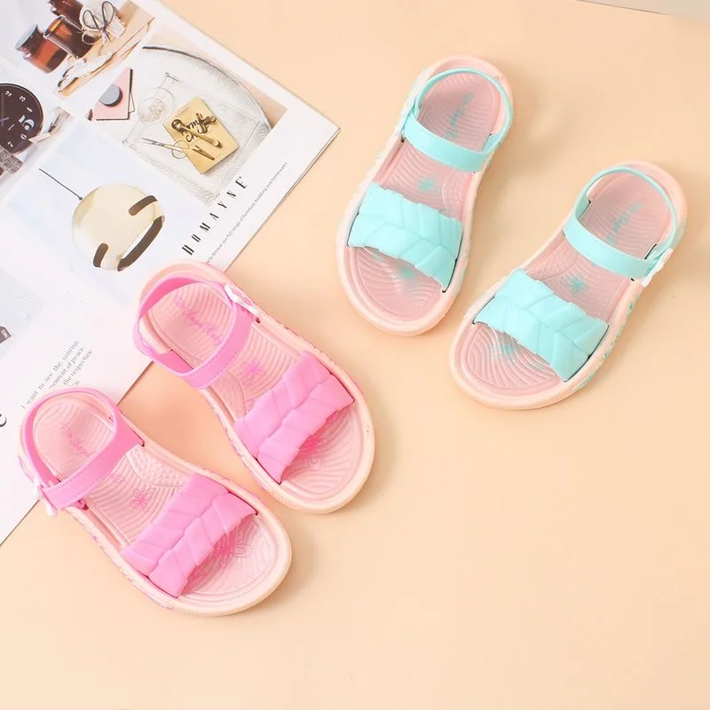 Students open-toed sandals for women wear plastic large children's sandals for women with thick flat non-slip princess shoes