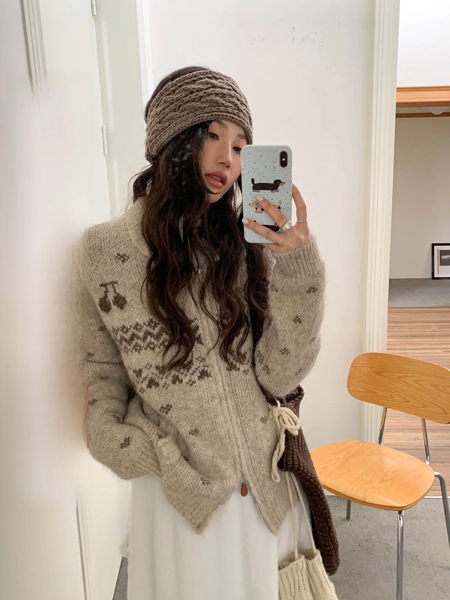 

Ретро-кардиган с цветочной вышивкой на молнии, женский утепленный зимний модный корейский повседневный топ с длинными рукавами