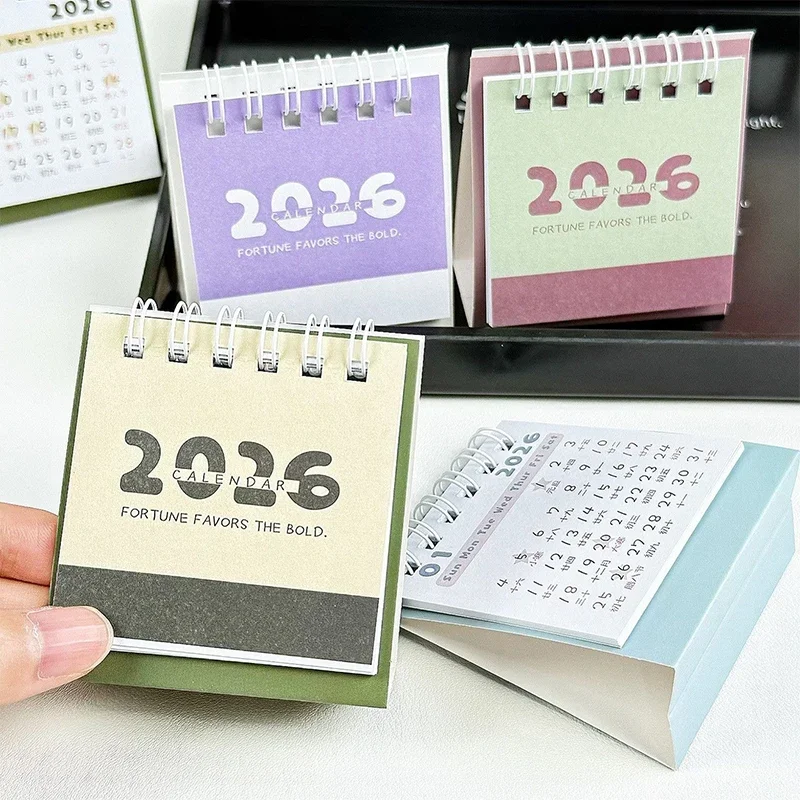 2026 Paper Mini Simple Calendar Small Desk Calendar Creative Coil Calendar Planner Desktop Decoration Office Stationery