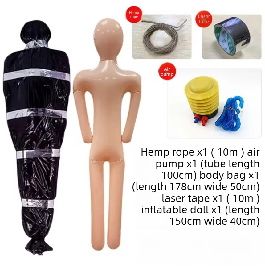 Halloween Scary Inflatable Mannequin Kit Fake Body Bag Hemp Rope Air Pump Tape Yard Haunt Horror Scene Decor Spooky Party Stage