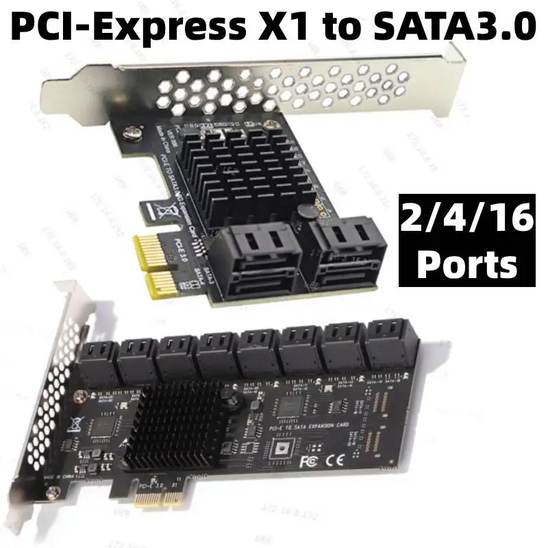 2/4/16 ポート SATA III PCIe 拡張カード 6Gbps SATA 3.0 から PCI-e 1X 4X 8X 16X PCI Express アダプタカードサポート Win8 Win10 Linux