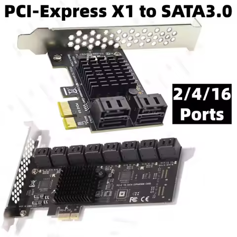 2/4/16 Ports SATA III PCIe Expansion Card 6Gbps SATA 3.0 to PCI-e 1X 4X 8X 16X PCI Express Adapter Card Support Win8 Win10 Linux