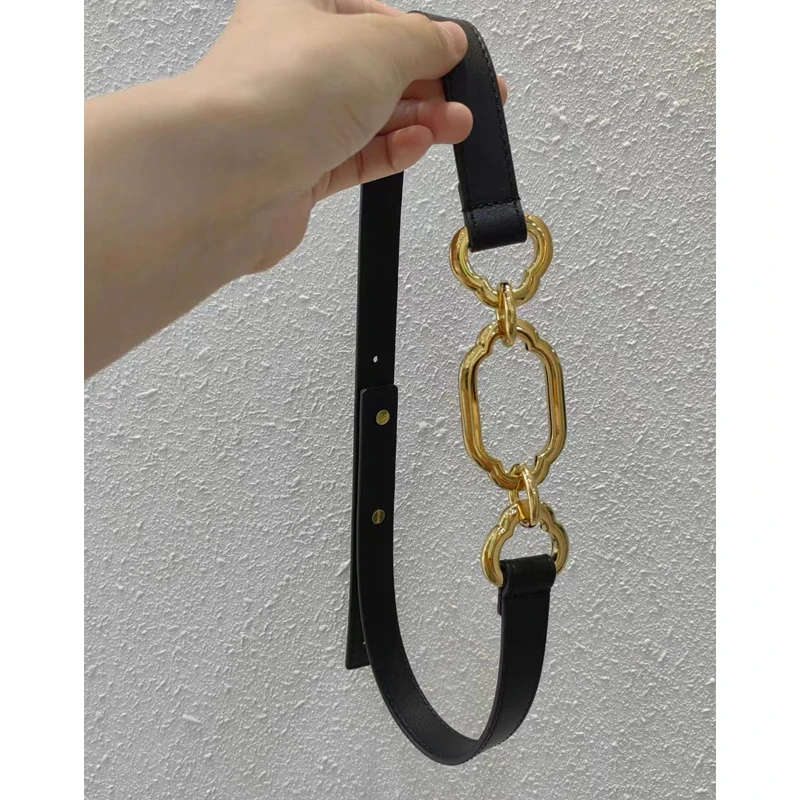 Top Designer Riem Dames Nieuw Echt Rundleder Verstelbare Lengte Gouden Puur Koper Mode Europese Stijl Groothandel