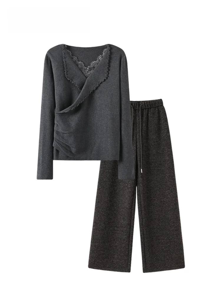 

Cara CLUB Large Size Faion Set Women's Autumn Winter New Sle Casual T-irt Straight Leg Pants Ele Age-Defng