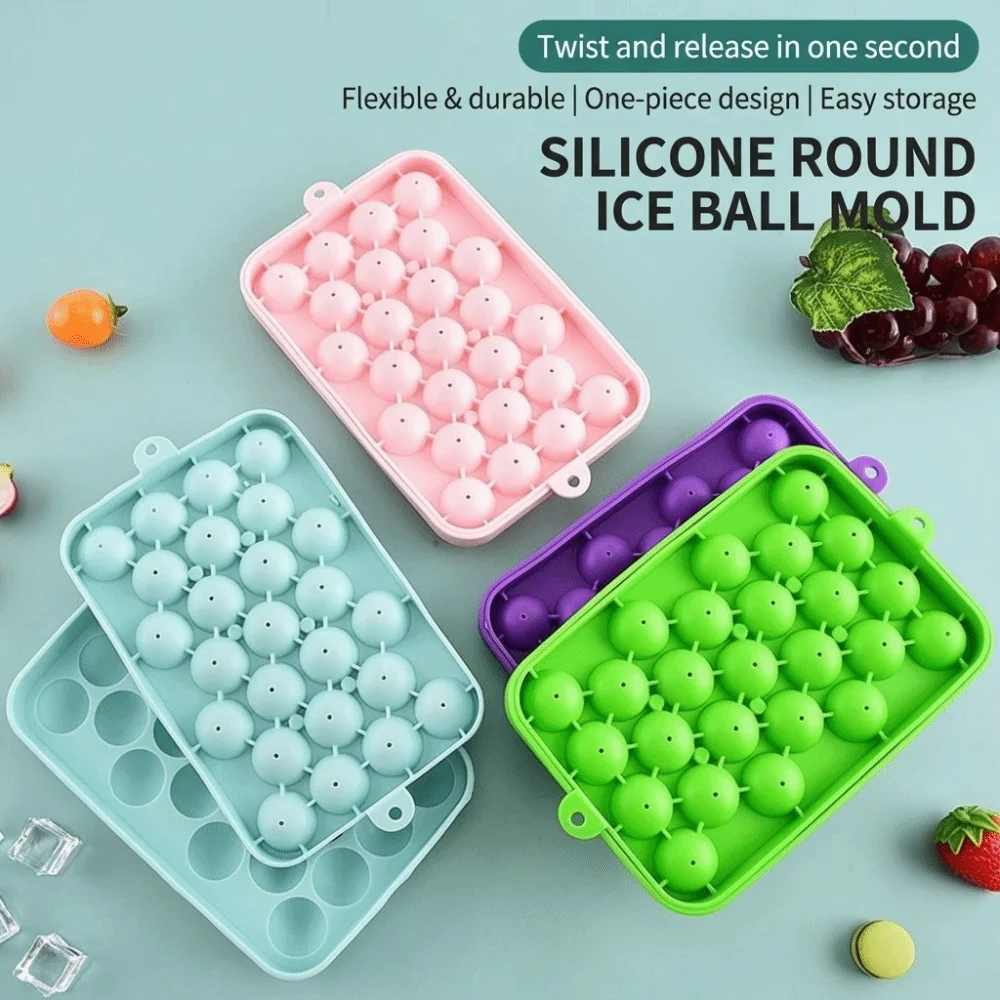 Creative Silicone Grape Ball Molds 25 Grids Easy Demould Handmade Soap Molds Reusable Round Shape Ice Cube Mold Bar Party