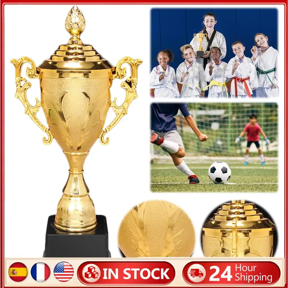 

Gold Plastic Trophy Gold Trophy Cup 8.5 Inch Basketball Football Trophy with Lid Sports Competition Trophy for Competition Race