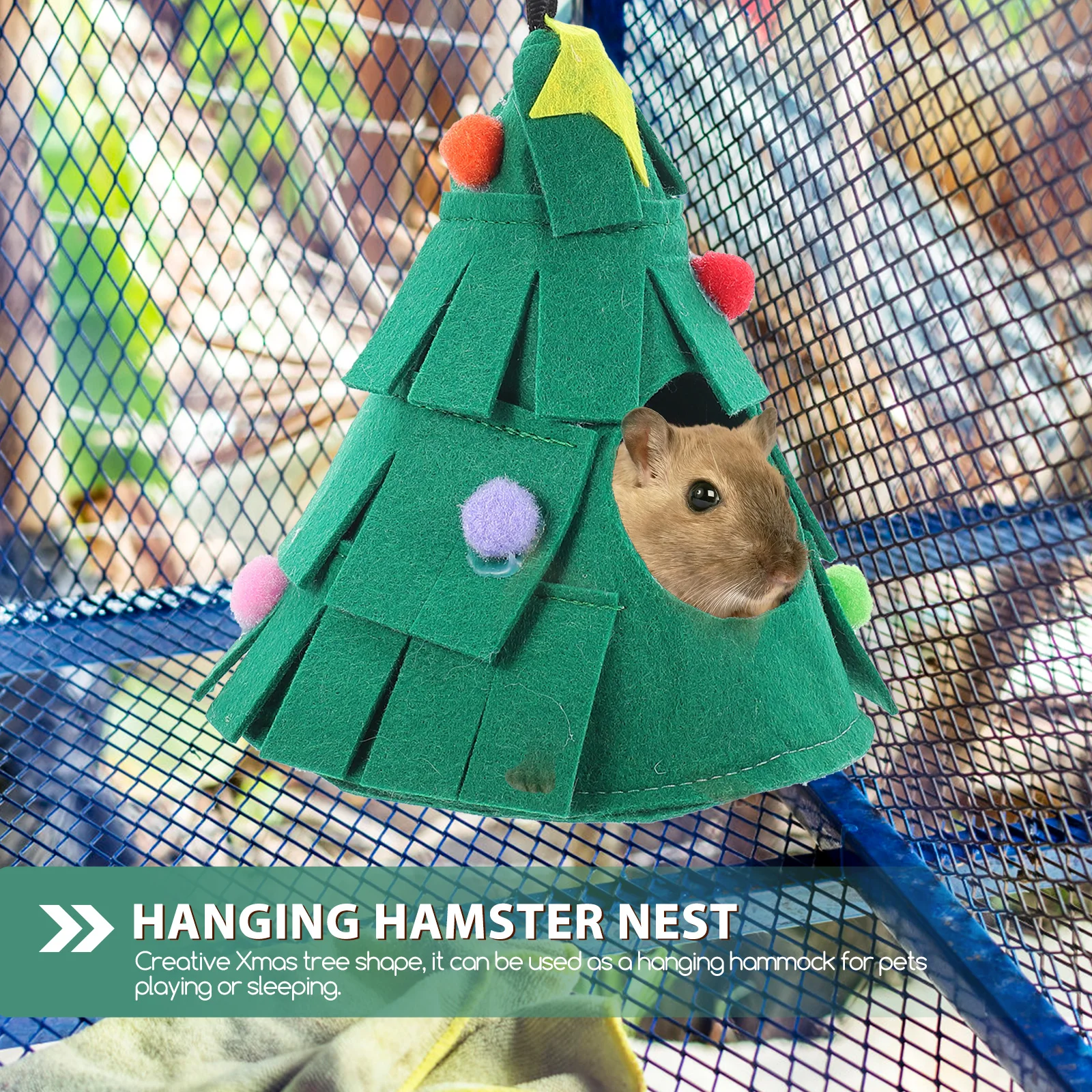 

Creative Xmas Tree For Hamster Breathable Small Hammock Hanging Nest Cage Supplies Hamster Sleeping Bed Pet House Xmas Tree