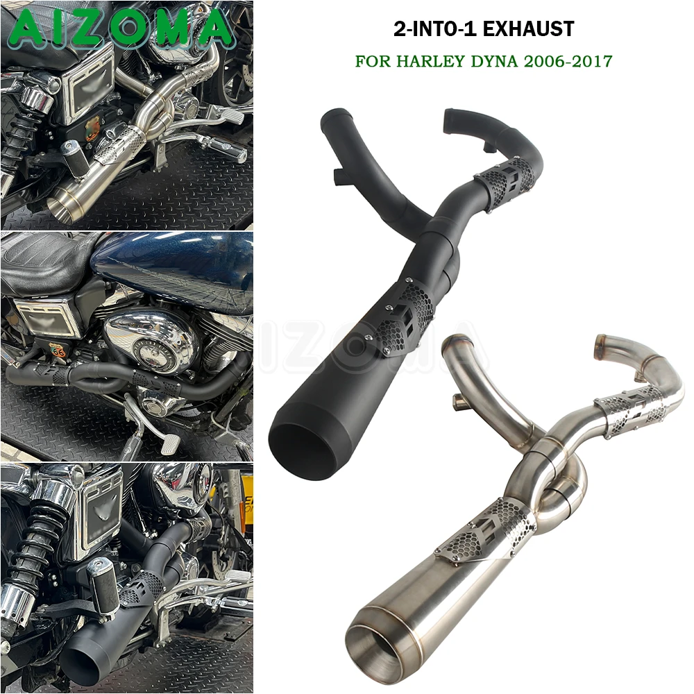 Motorcycle Exhaust Pipe Stepped Slip-On Exhaust Muffler For Harley Dyna Super Wide Glide FXD FXDWG Street Fat Bob FXDB FXDF FXDL