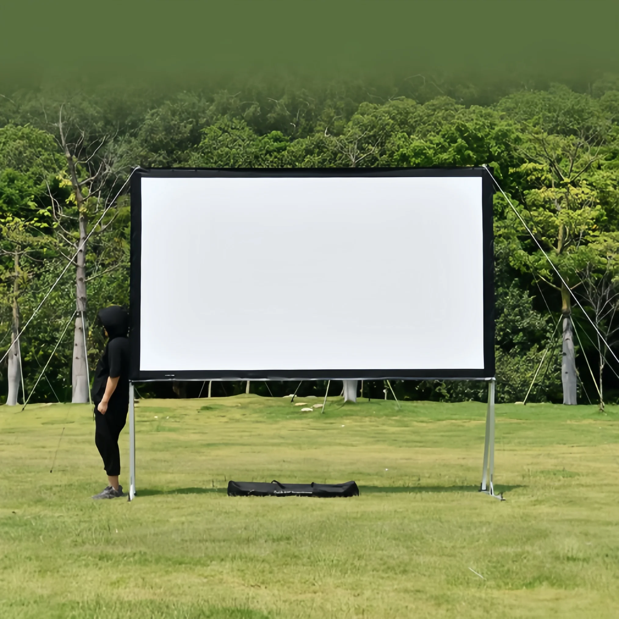 Foldable Portable and Height Adjustable Outdoor Movie Projector Screen with Durable Stand and Carry Bag