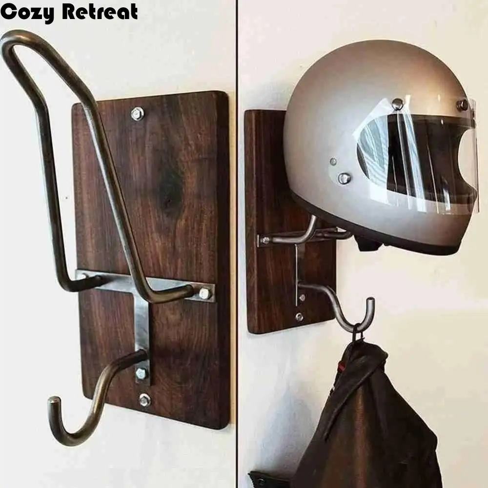 

Space Saving Multi-functional Motorcycle Helmet Holder Steel Sturdy Helmet Hook with Screws Convenient Wall Mount Rack Entryway