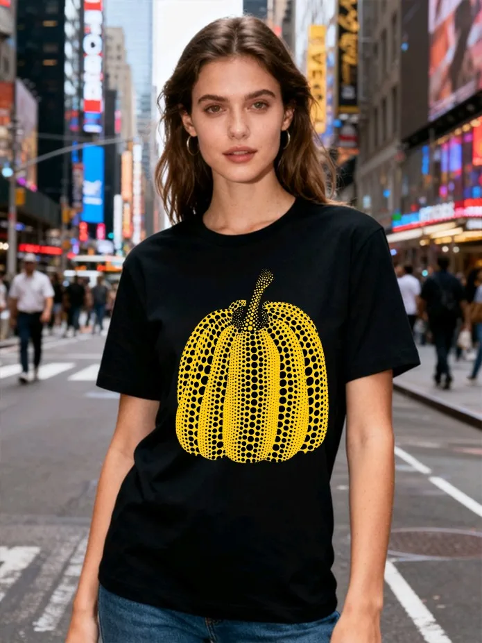 Yayoi Kusama T-shirt Japanese Artist Pop Art Polka Dot Pumpkin Infinity Mirrors 100%cotton Crewneck Casual Streetwear Y2k Tees