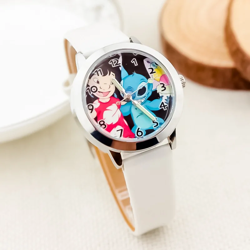 New Disney Stitch Children\'s Watch Hands Luminous PU Strap Quartz Watch Cartoon Anime Electronic Watch Boys girls birthday gifts