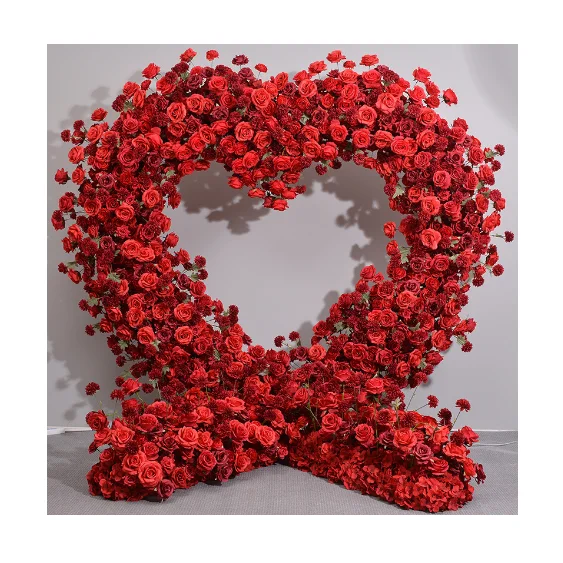 Wedding Flower Arch Background Stage Props Wed Decor Flower Arch Heart Shaped Artificial Flower