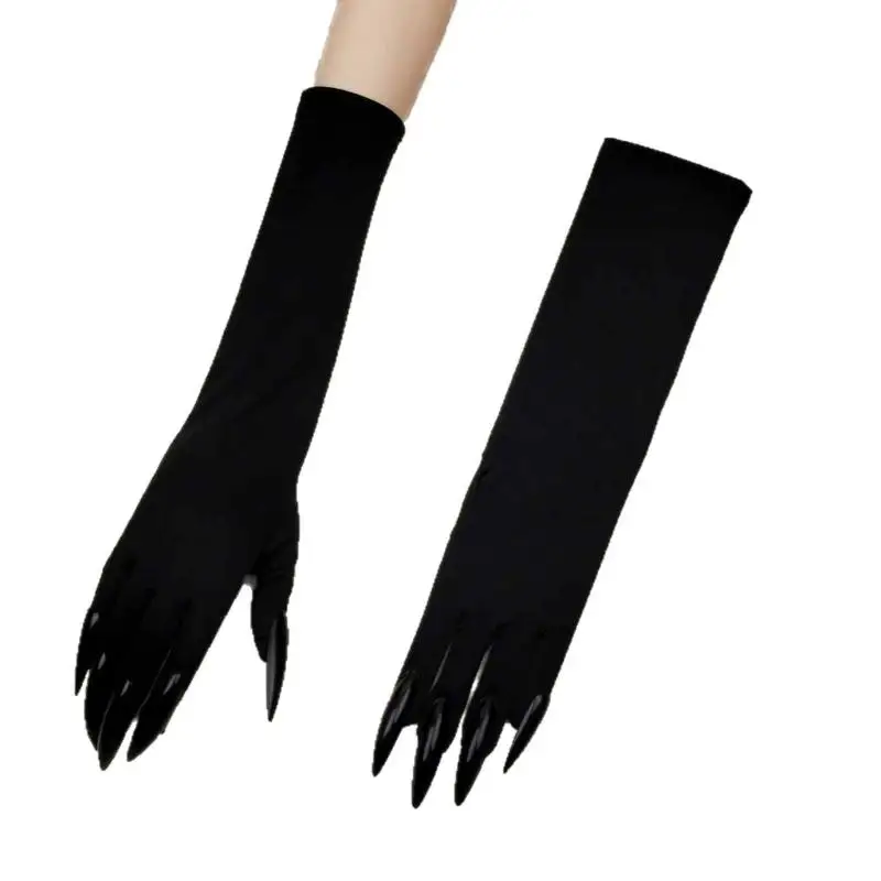 43CM Frauen Scary Claw Lange Nagel Elastische Fäustlinge Halloween Teufel Geister Krallen Handschuhe Party Cosplay Leistung Kostüm