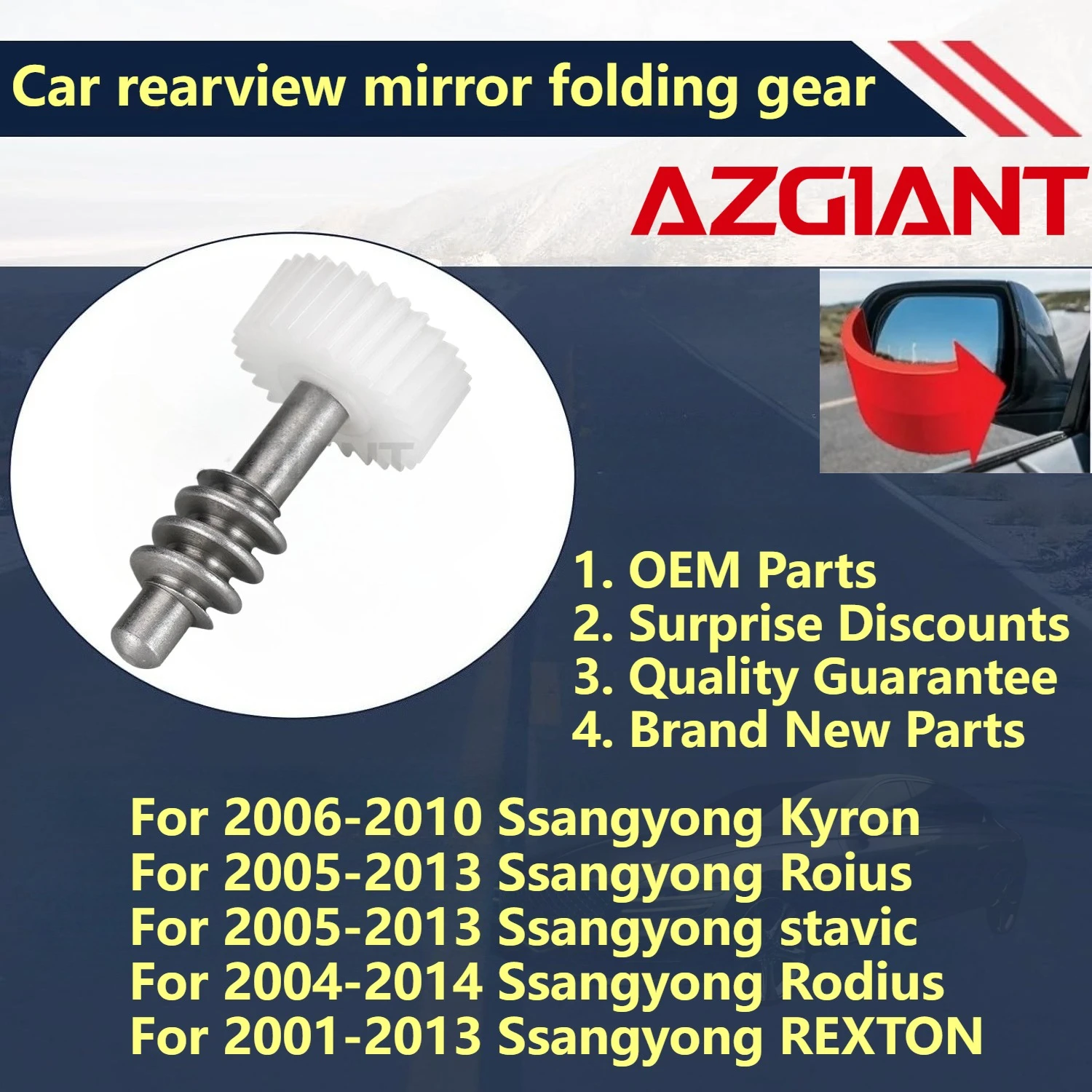 

AZGIANT Car rearview mirror folding gear for Ssangyong Rodius 2004-2014/stavic 2005-2013/Roius/Kyron 2006-2010 New parts OEM