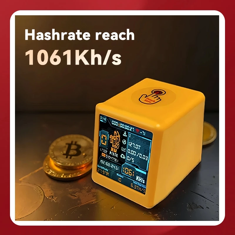 Lower Power Consumption BTC Solo Lottery Miner for computer nerd Smart TV Hashrate1060KH/s ESP32  gift home silent Desktop Clock