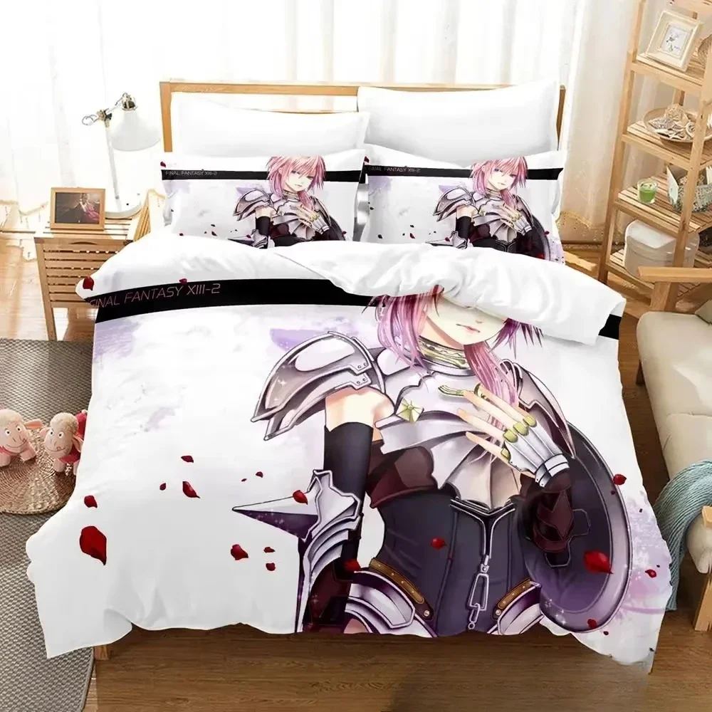 3D Print Anime Game FINAL FANTASY XIII-2 Bedding Set Boys Girls Twin Queen King Size Duvet Cover Pillowcase Bed boys Adult