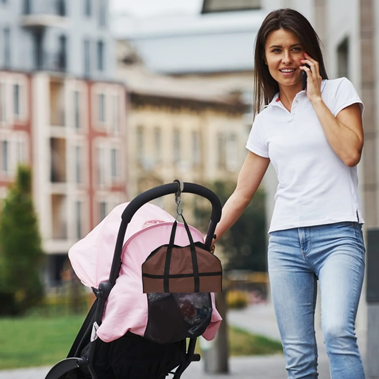 Crochets détachables pour poussette de bébé, 2 pièces, sangles universelles pour le rangement des sacs, petit gain de place, poussette de voyage Portable en plein air