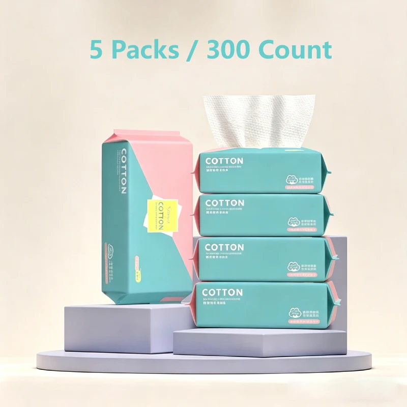 5-pack-disposable-face-towel-300-count-face-towels-soft-cotton-dry-wipes-facial-cloths-towelettes-for-washing-and-drying